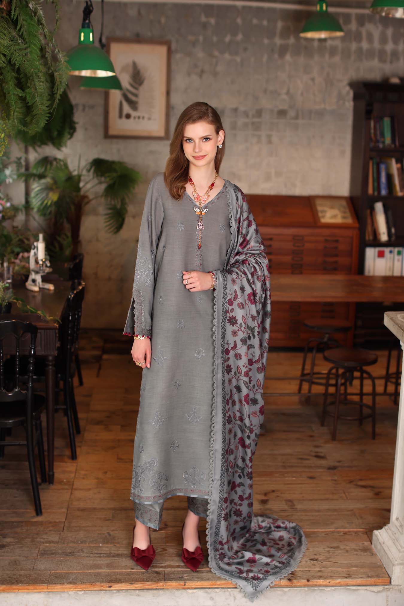 Saadia Asad | Winter Printkhaas 25 | D4 - B - Casual Dress - available at Maria Faisal in UK and USA.