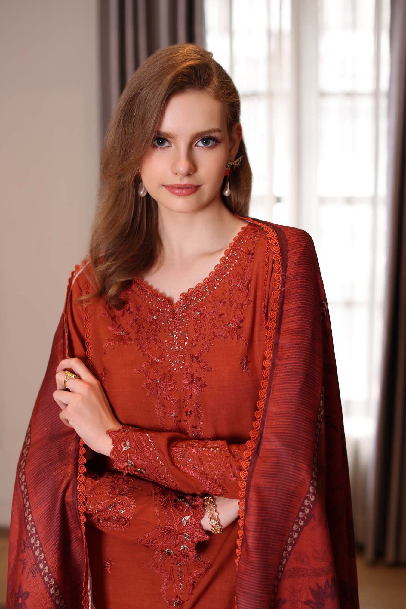 Saadia Asad | Winter Printkhaas 25 |D5 - A - Casual Dress - available at Maria Faisal in UK and USA.