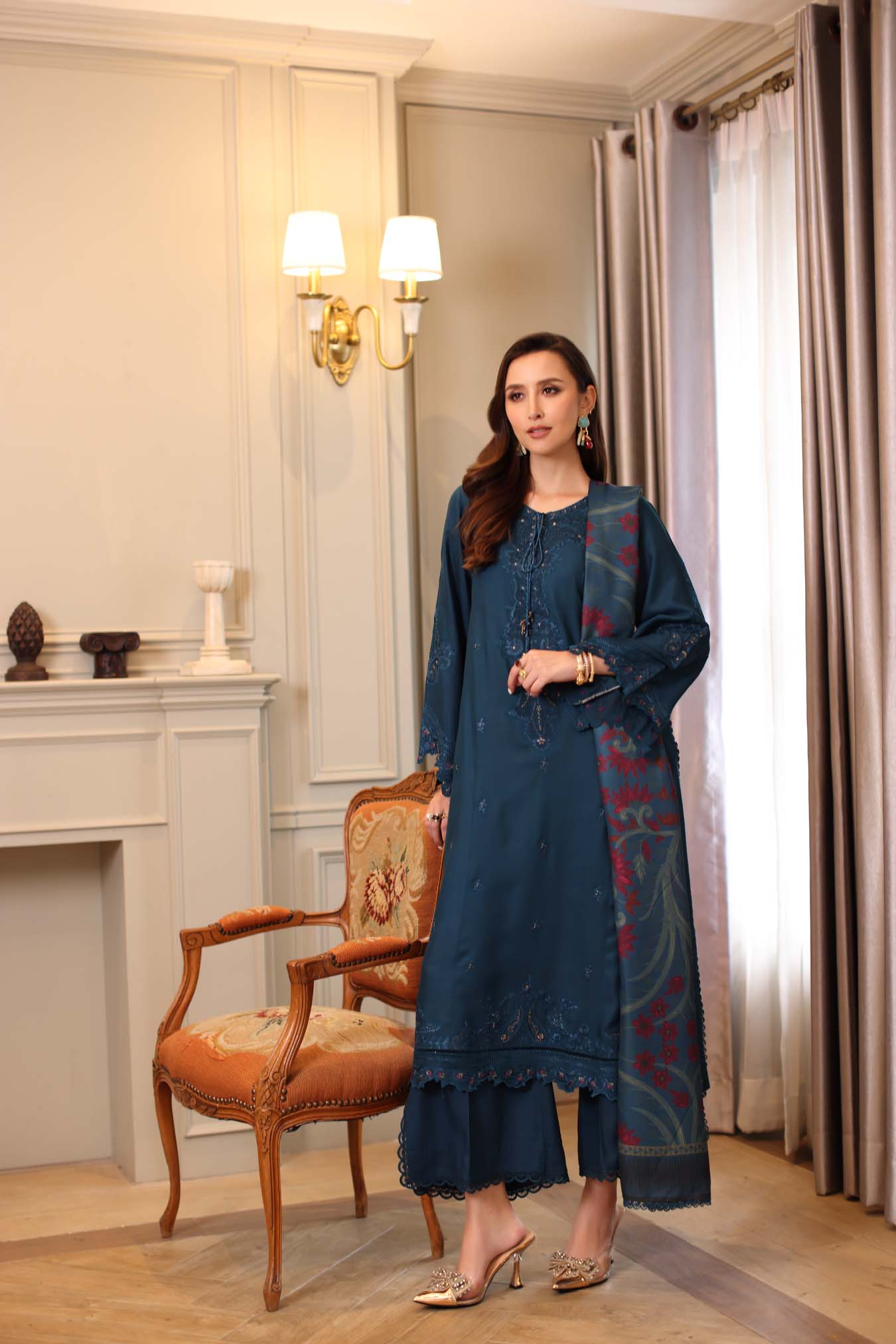 Saadia Asad | Winter Printkhaas 25 | D5 - B - Casual Dress - available at Maria Faisal in UK and USA.