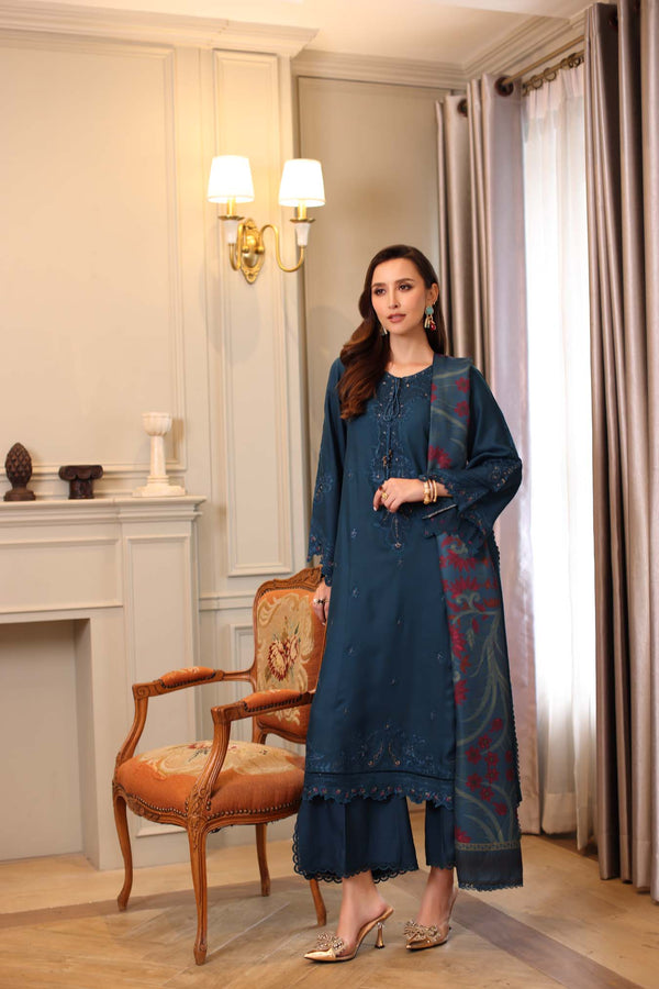 Noor by Saadia Asad | Winter Embroidered Printkhaas 25 | D5 - B - Luxury Dress - available at Maria Faisal in UK and USA.
