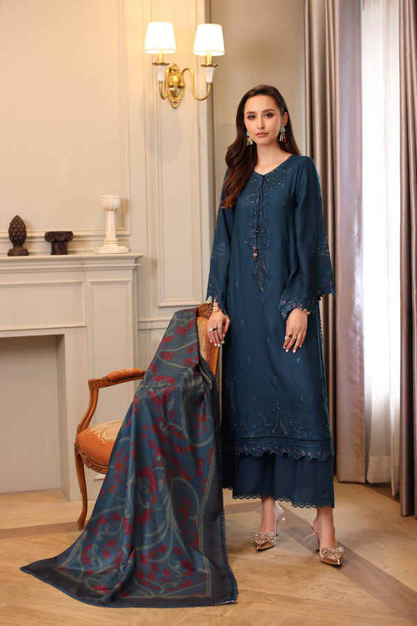Noor by Saadia Asad | Winter Embroidered Printkhaas 25 | D5 - B - Luxury Dress - available at Maria Faisal in UK and USA.
