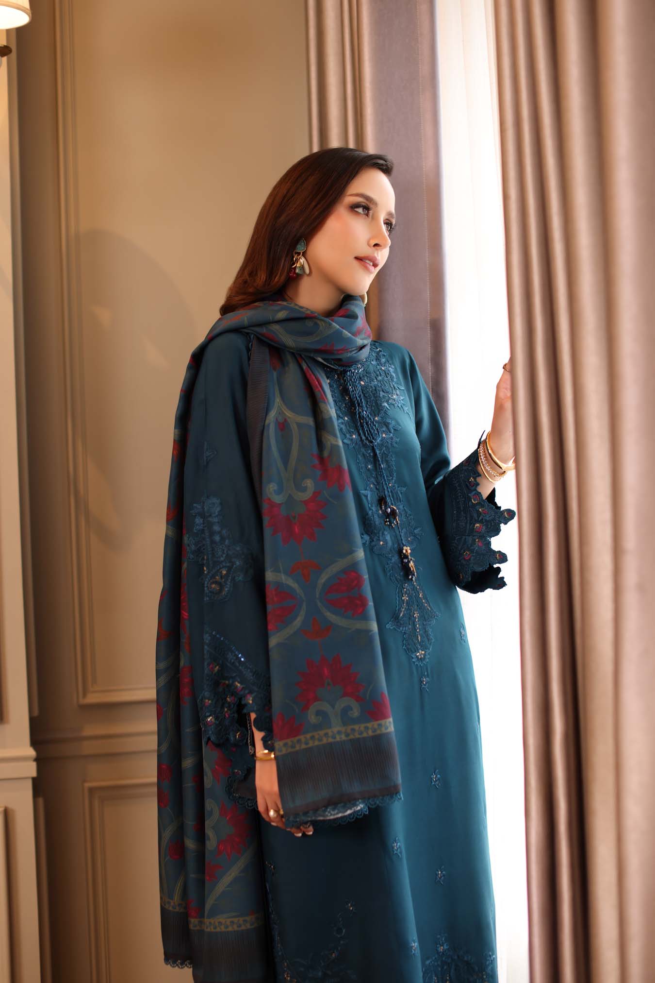 Saadia Asad | Winter Printkhaas 25 | D5 - B - Casual Dress - available at Maria Faisal in UK and USA.