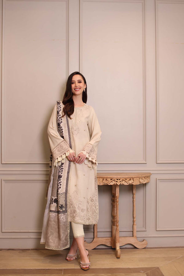 Noor by Saadia Asad | Winter Embroidered Printkhaas 25 | D7 - A - Luxury Dress - available at Maria Faisal in UK and USA.