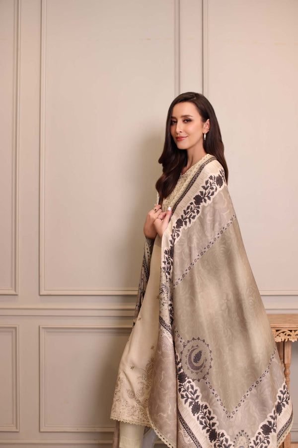 Noor by Saadia Asad | Winter Embroidered Printkhaas 25 | D7 - A - Luxury Dress - available at Maria Faisal in UK and USA.