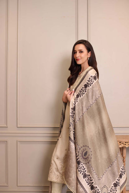 Noor by Saadia Asad | Winter Embroidered Printkhaas 25 | D7 - A - Luxury Dress - available at Maria Faisal in UK and USA.