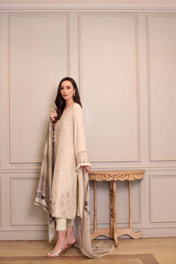 Noor by Saadia Asad | Winter Embroidered Printkhaas 25 | D7 - A - Luxury Dress - available at Maria Faisal in UK and USA.