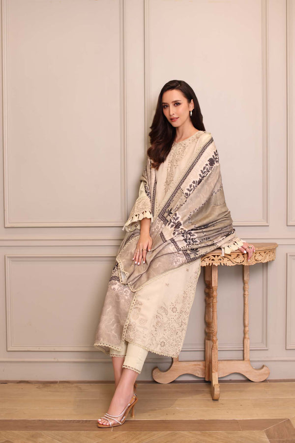 Noor by Saadia Asad | Winter Embroidered Printkhaas 25 | D7 - A - Luxury Dress - available at Maria Faisal in UK and USA.