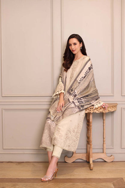 Noor by Saadia Asad | Winter Embroidered Printkhaas 25 | D7 - A - Luxury Dress - available at Maria Faisal in UK and USA.