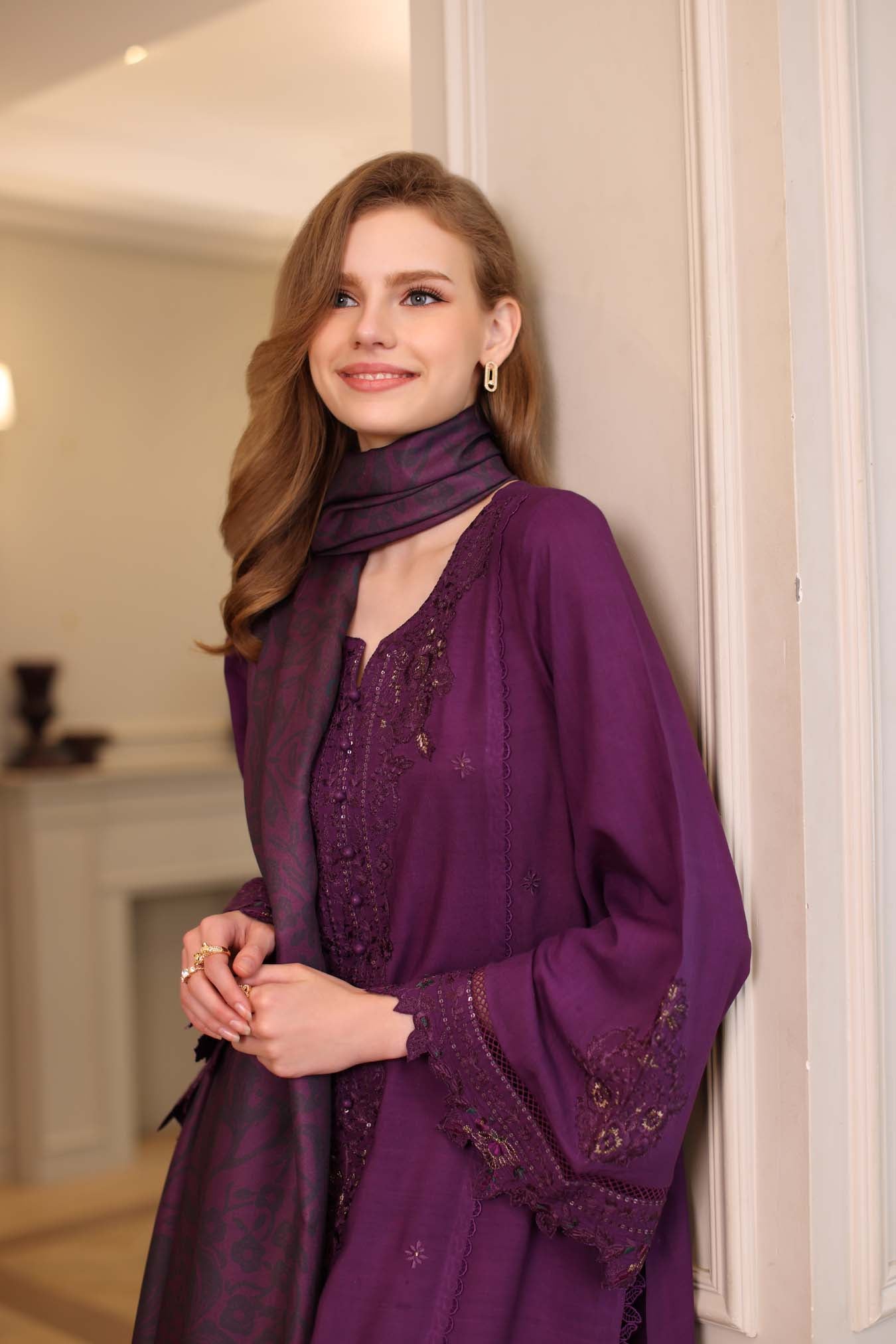 Saadia Asad | Winter Printkhaas 25 | D10 - B - Casual Dress - available at Maria Faisal in UK and USA.