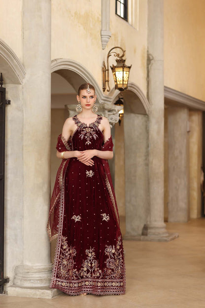 Noor by Saadia Asad | Handcrafted Velvet 25 | Naqsh - Formal Dress - available at Maria Faisal in UK and USA.