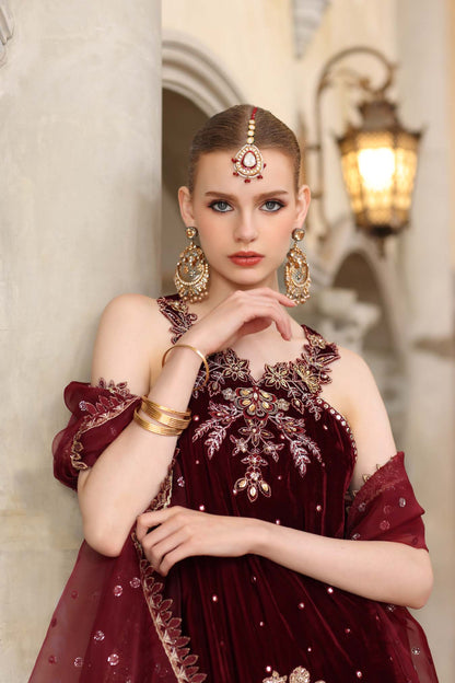 Noor by Saadia Asad | Handcrafted Velvet 25 | Naqsh - Formal Dress - available at Maria Faisal in UK and USA.