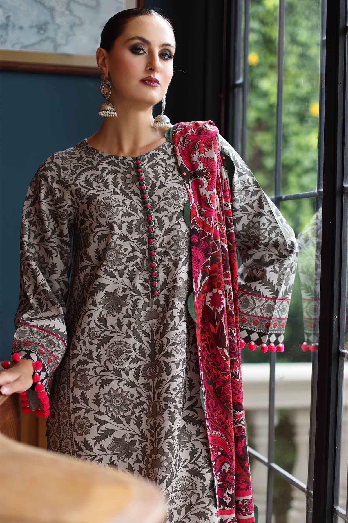 Charizma | C Prints Winter 25 | 3-PC Unstitched Printed Linen Collection CPW5-09 - Ladies Clothes - Maria Faisal