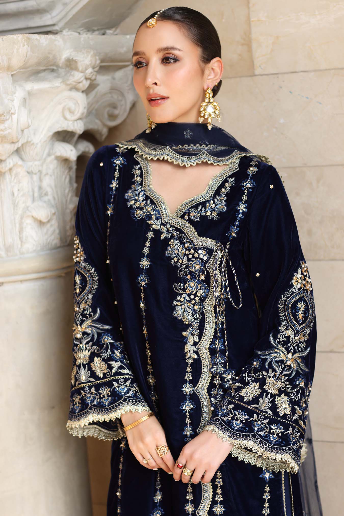 Noor by Saadia Asad | Handcrafted Velvet 25 | Falak - Formal Dress - available at Maria Faisal in UK and USA.
