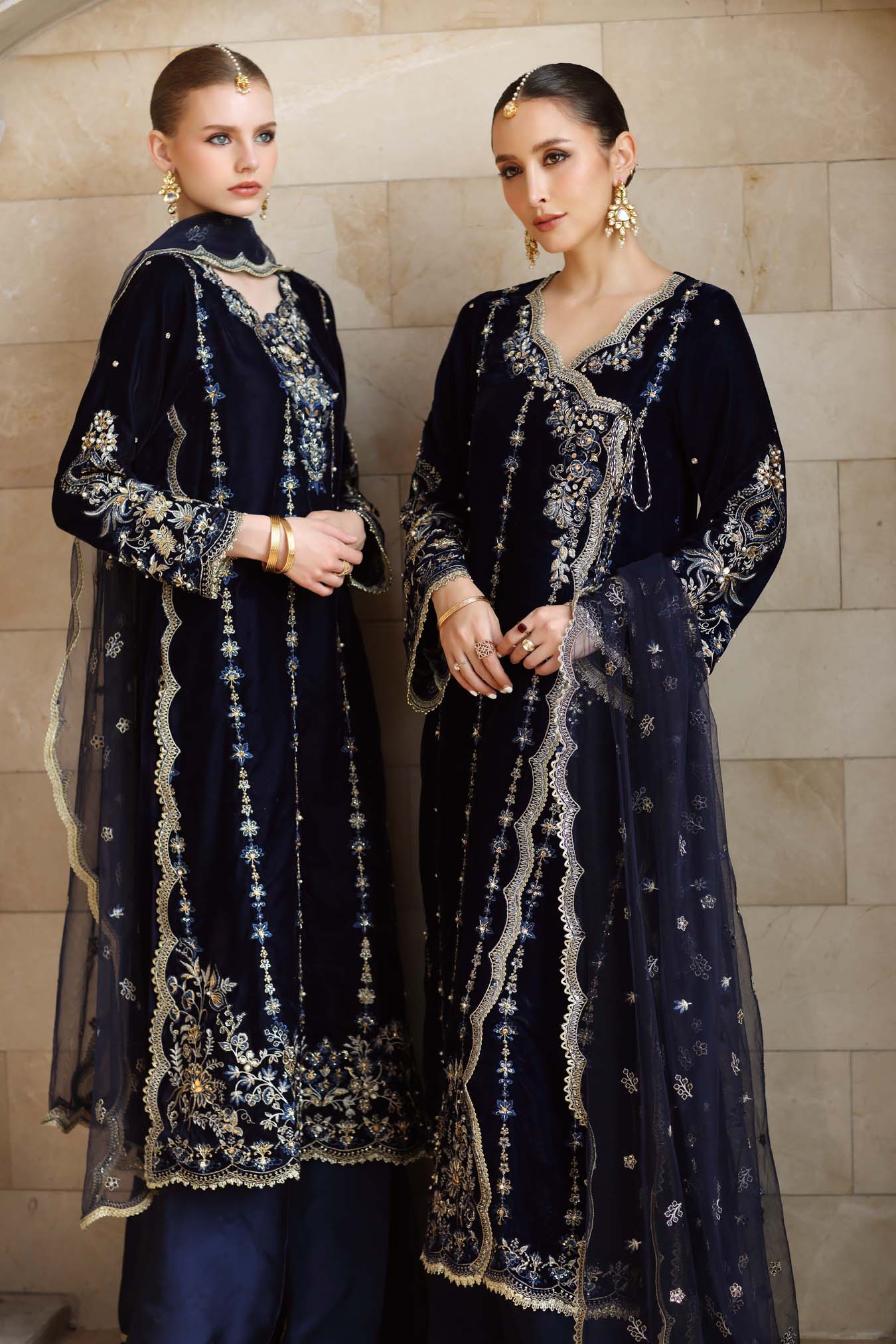 Noor by Saadia Asad | Handcrafted Velvet 25 | Falak - Formal Dress - available at Maria Faisal in UK and USA.