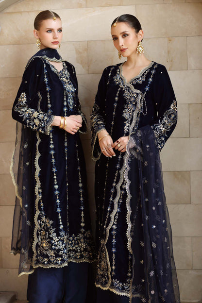 Noor by Saadia Asad | Handcrafted Velvet 25 | Falak - Formal Dress - available at Maria Faisal in UK and USA.