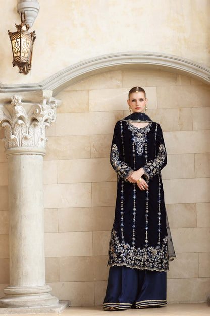 Noor by Saadia Asad | Handcrafted Velvet 25 | Falak - Formal Dress - available at Maria Faisal in UK and USA.