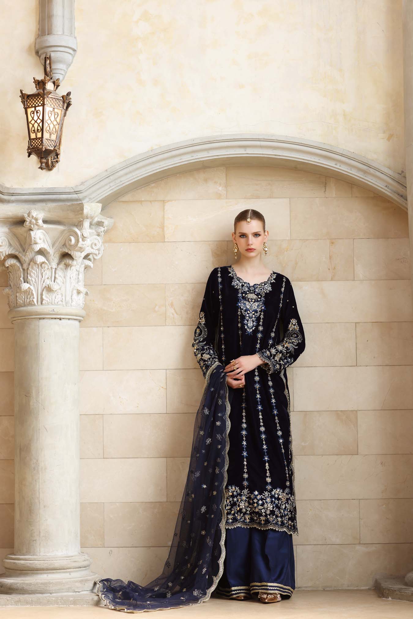 Noor by Saadia Asad | Handcrafted Velvet 25 | Falak - Formal Dress - available at Maria Faisal in UK and USA.