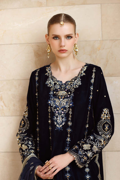 Noor by Saadia Asad | Handcrafted Velvet 25 | Falak - Formal Dress - available at Maria Faisal in UK and USA.