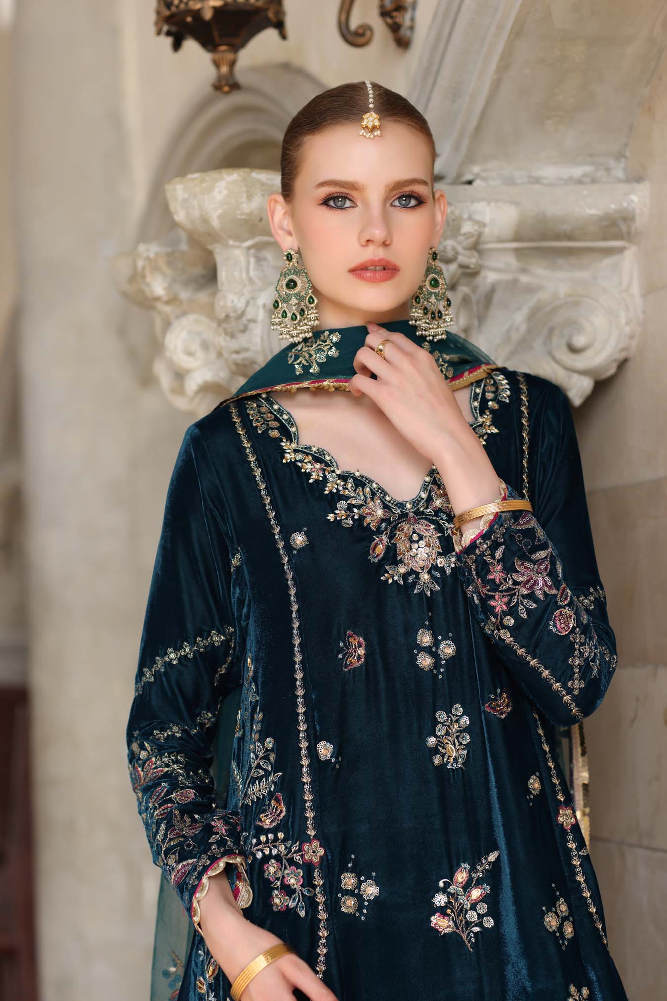 Noor by Saadia Asad | Handcrafted Velvet 25 | Andaleeb - Formal Dress - available at Maria Faisal in UK and USA.