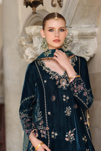 Noor by Saadia Asad | Handcrafted Velvet 25 | Andaleeb - Formal Dress - available at Maria Faisal in UK and USA.