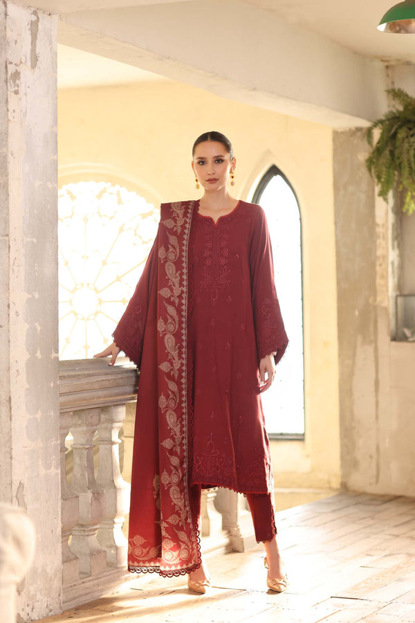 Noor by Saadia Asad | Winter Embroidered Printkhaas 25 | D9- B - Luxury Dress - available at Maria Faisal in UK and USA.