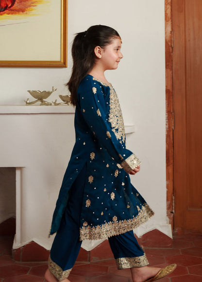 3 Piece Embroidered Chiffon Suit - Kids Clothing - available at Maria Faisal in UK and USA.