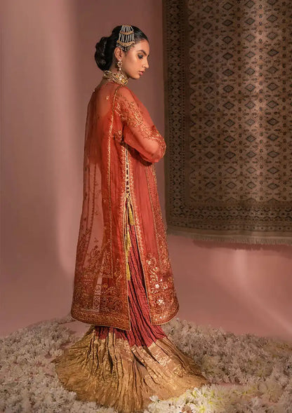 Aik Atelier Wedding Festive 23 LOOK 10 – Rose Gold Designer Dress with intricate embroidery and embellishments. Shop wedding dresses at Maria Faisal.