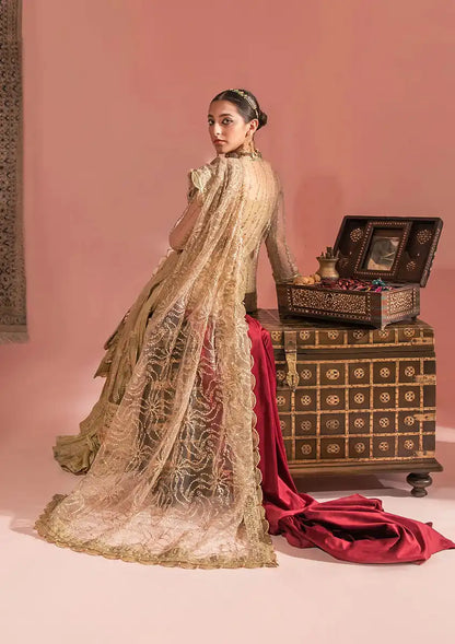 Aik Atelier Wedding Festive 23 LOOK 03 – Beige Designer Dress with intricate embroidery and embellishments. Shop wedding dresses at Maria Faisal.