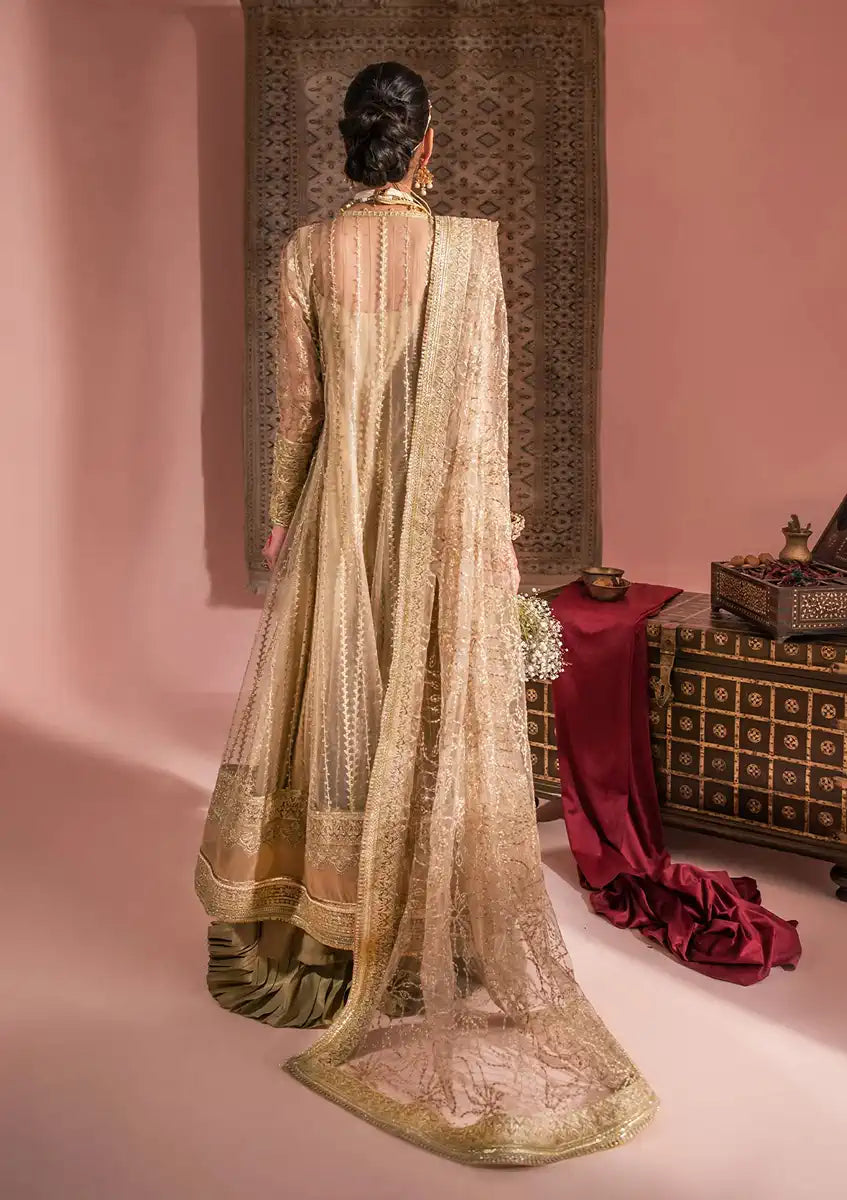 Aik Atelier Wedding Festive 23 LOOK 03 – Beige Designer Dress with intricate embroidery and embellishments. Shop wedding dresses at Maria Faisal.