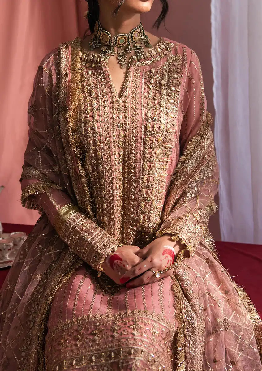 Aik Atelier Wedding Festive 23 LOOK 02 – Pink Designer Dress with intricate embroidery and embellishments. Shop wedding dresses at Maria Faisal.
