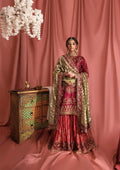 Aik Atelier Wedding Festive 23 LOOK 01 – Red Designer Dress with intricate embroidery and embellishments. Shop wedding dresses at Maria Faisal.