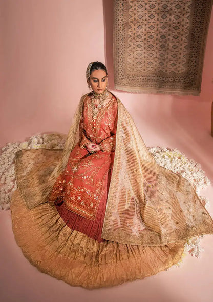 Aik Atelier Wedding Festive 23 LOOK 10 – Rose Gold Designer Dress with intricate embroidery and embellishments. Shop wedding dresses at Maria Faisal.