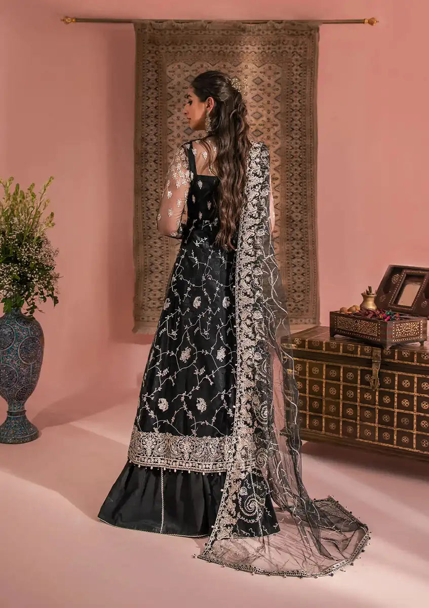 Aik Atelier Wedding Festive 23 LOOK 06 – Black Designer Dress with intricate embroidery and embellishments. Shop wedding dresses at Maria Faisal.