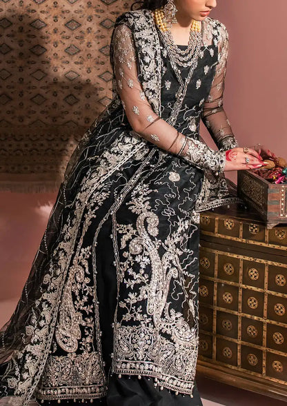 Aik Atelier Wedding Festive 23 LOOK 06 – Black Designer Dress with intricate embroidery and embellishments. Shop wedding dresses at Maria Faisal.