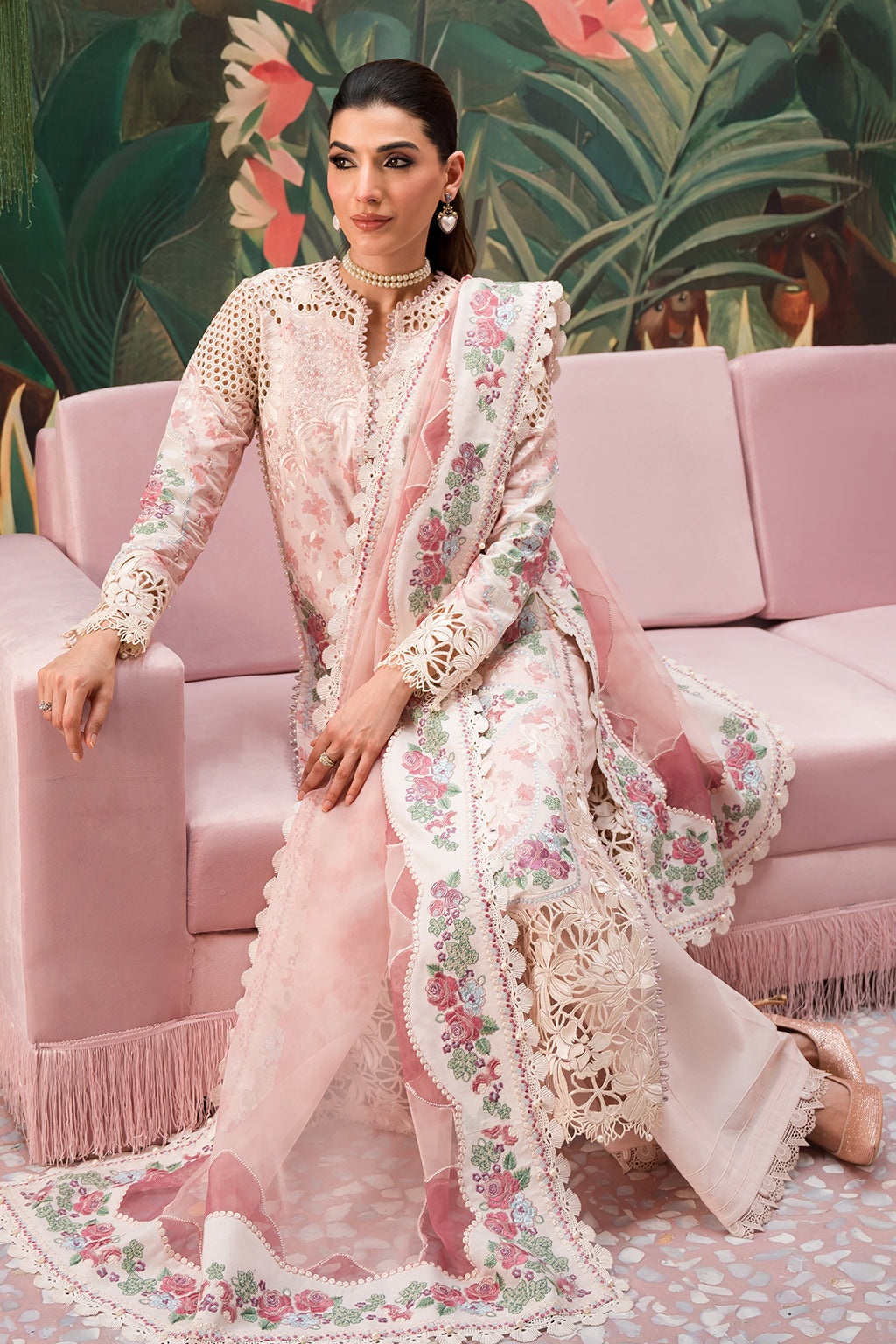 Afrozeh | The Painted Garden Lawn 24 | Daisy Dream - Designer Dress with Intricate embroidery and embellishments. Shop elegent wedding dress at Maria Faisal.