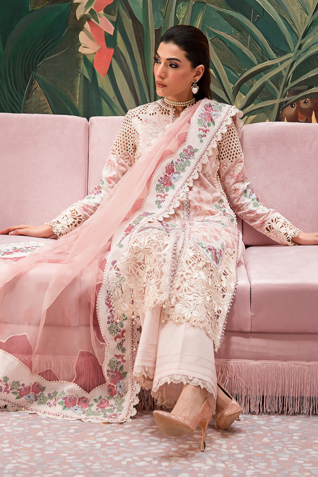 Afrozeh | The Painted Garden Lawn 24 | Daisy Dream - Designer Dress with Intricate embroidery and embellishments. Shop elegent wedding dress at Maria Faisal.