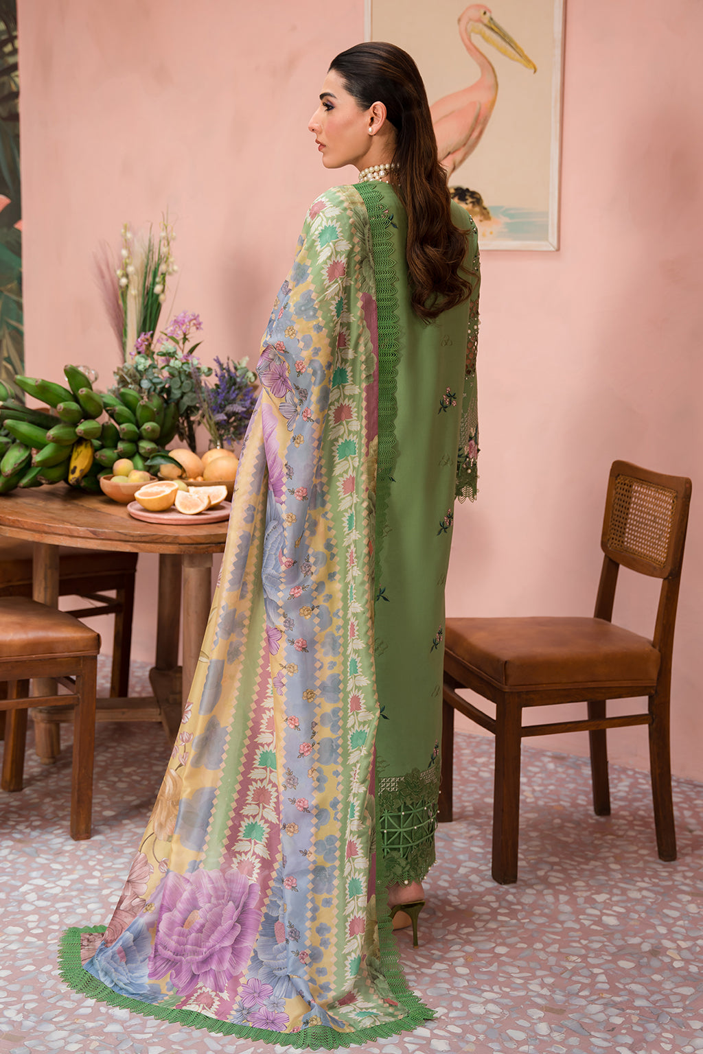 Afrozeh | The Painted Garden Lawn 24 | Celestial Bouquet - Designer Dress with Intricate embroidery and embellishments. Shop elegent wedding dress at Maria Faisal.