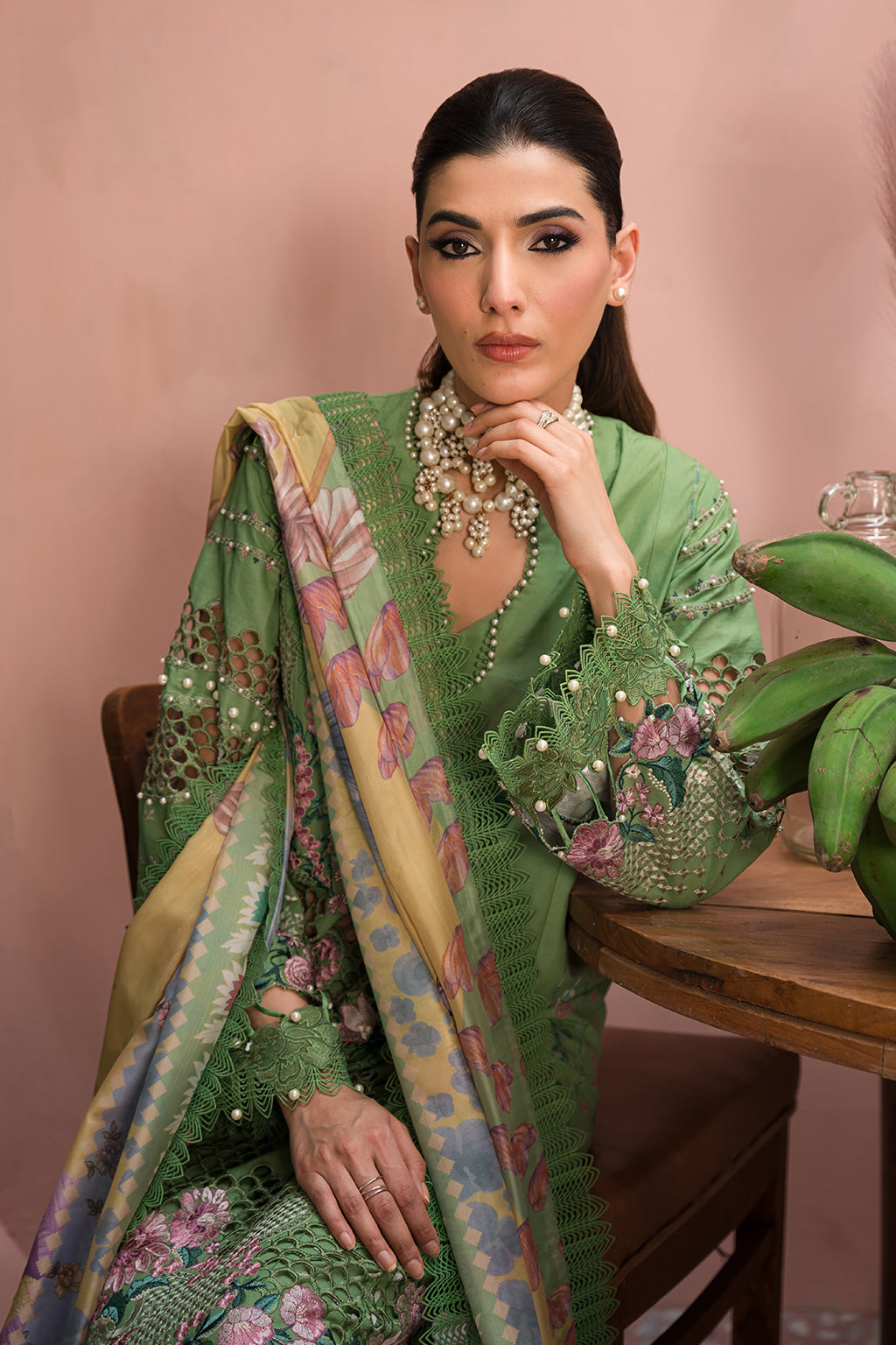 Afrozeh | The Painted Garden Lawn 24 | Celestial Bouquet - Designer Dress with Intricate embroidery and embellishments. Shop elegent wedding dress at Maria Faisal.