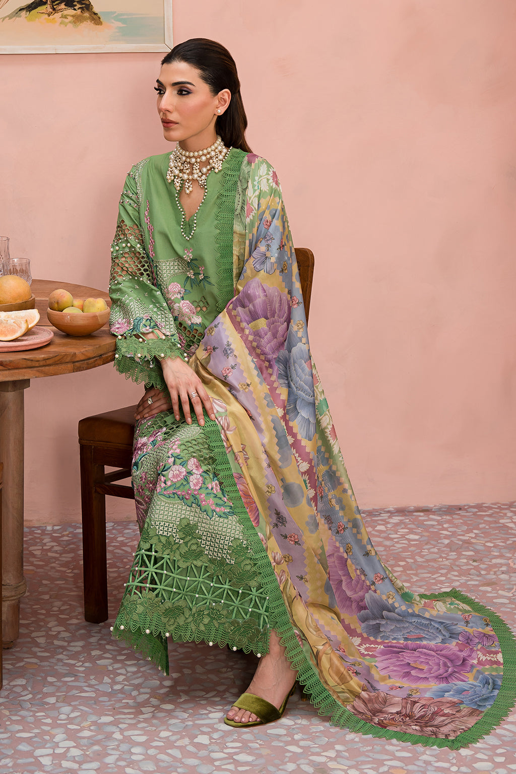 Afrozeh | The Painted Garden Lawn 24 | Celestial Bouquet - Designer Dress with Intricate embroidery and embellishments. Shop elegent wedding dress at Maria Faisal.