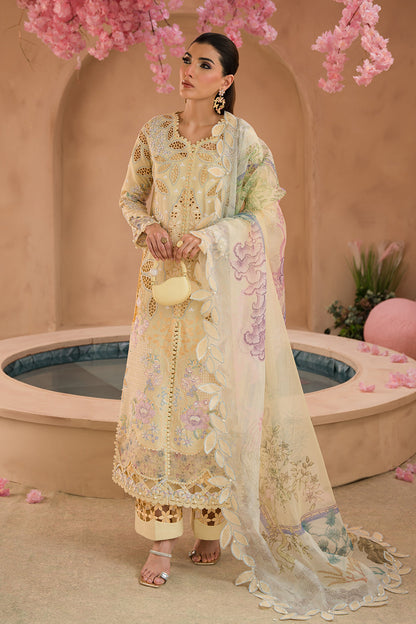 Afrozeh | The Painted Garden Lawn 24 | Sweet Saffron - Designer Dress with Intricate embroidery and embellishments. Shop elegent wedding dress at Maria Faisal.