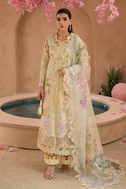 Afrozeh | The Painted Garden Lawn 24 | Sweet Saffron - Designer Dress with Intricate embroidery and embellishments. Shop elegent wedding dress at Maria Faisal.