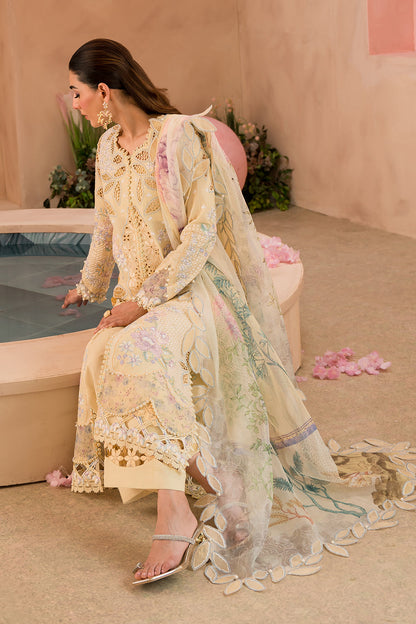 Afrozeh | The Painted Garden Lawn 24 | Sweet Saffron - Designer Dress with Intricate embroidery and embellishments. Shop elegent wedding dress at Maria Faisal.