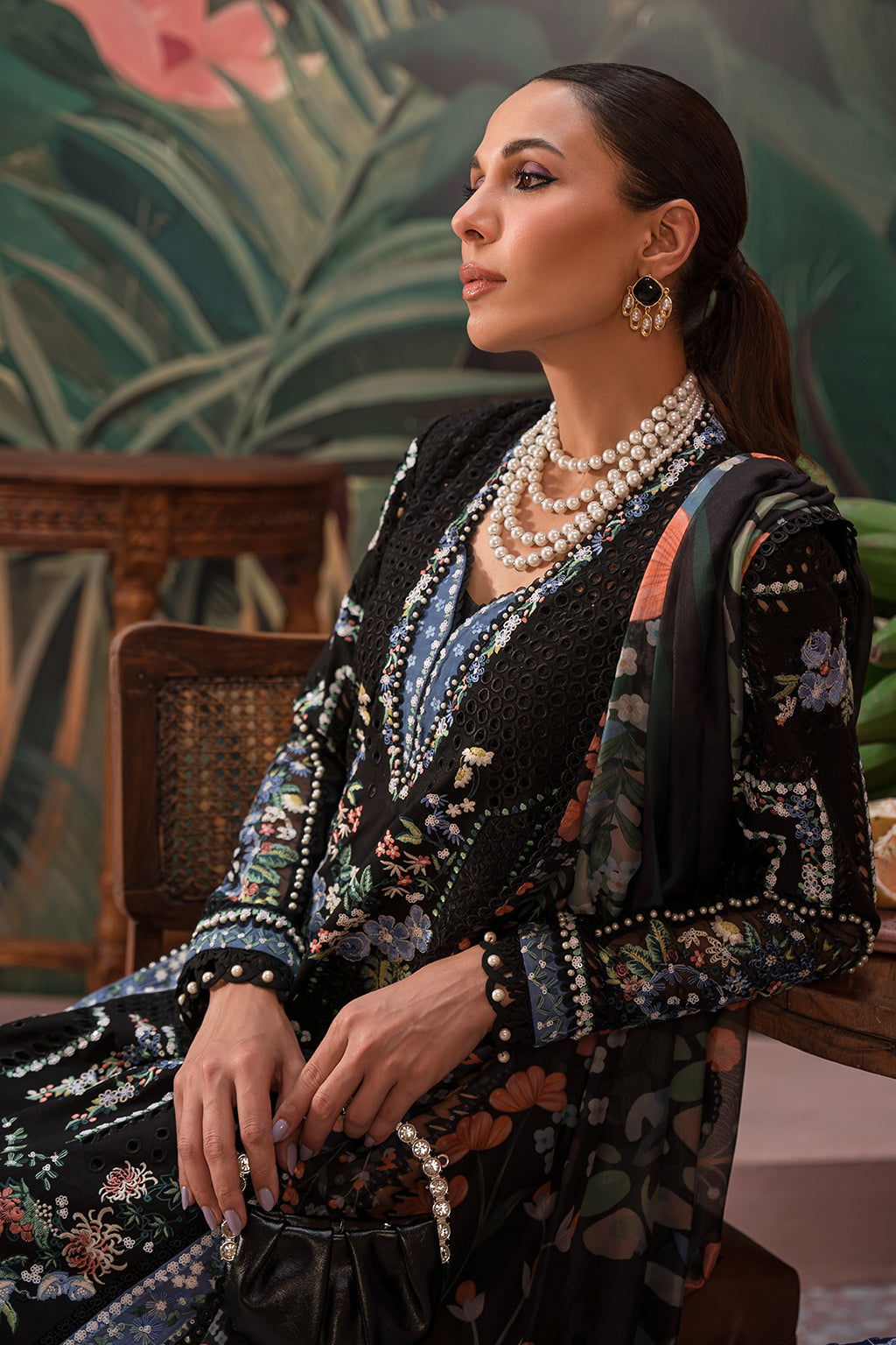 Afrozeh | The Painted Garden Lawn 24 | Midnight Muse - Designer Dress with Intricate embroidery and embellishments. Shop elegent wedding dress at Maria Faisal.
