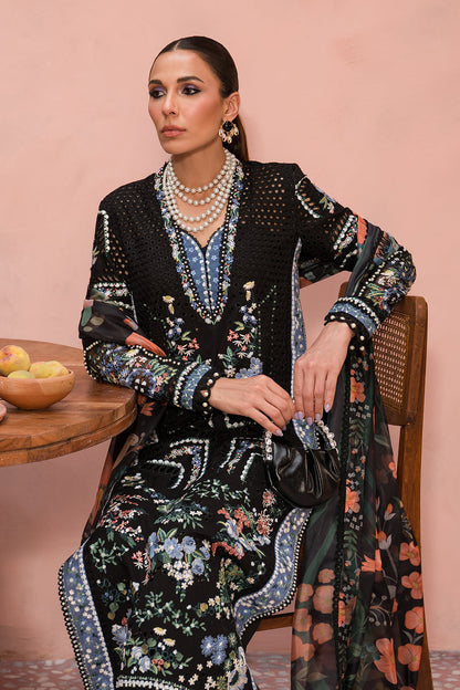 Afrozeh | The Painted Garden Lawn 24 | Midnight Muse - Designer Dress with Intricate embroidery and embellishments. Shop elegent wedding dress at Maria Faisal.
