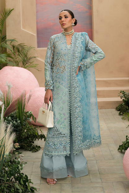 Afrozeh | The Painted Garden Lawn 24 | Serene Sapphire - Designer Dress with Intricate embroidery and embellishments. Shop elegent wedding dress at Maria Faisal.