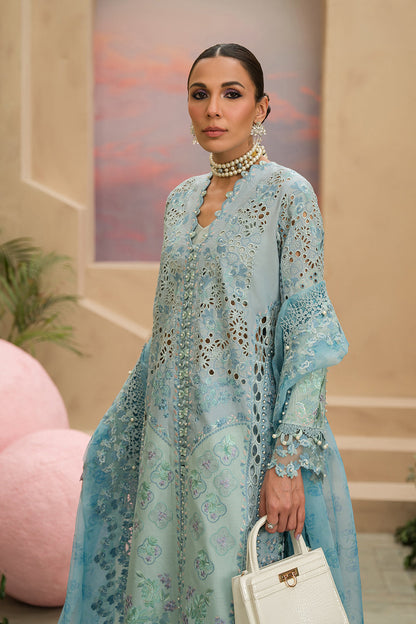 Afrozeh | The Painted Garden Lawn 24 | Serene Sapphire - Designer Dress with Intricate embroidery and embellishments. Shop elegent wedding dress at Maria Faisal.