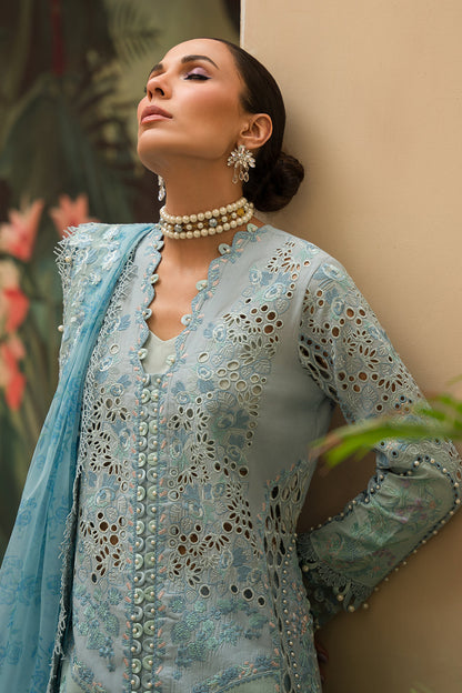 Afrozeh | The Painted Garden Lawn 24 | Serene Sapphire - Designer Dress with Intricate embroidery and embellishments. Shop elegent wedding dress at Maria Faisal.