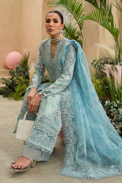 Afrozeh | The Painted Garden Lawn 24 | Serene Sapphire - Designer Dress with Intricate embroidery and embellishments. Shop elegent wedding dress at Maria Faisal.
