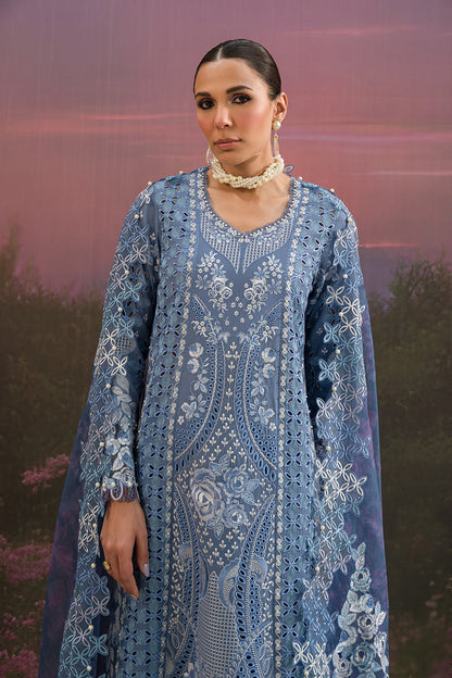 Afrozeh | The Painted Garden Lawn 24 | Indigo Ink - Designer Dress with Intricate embroidery and embellishments. Shop elegent wedding dress at Maria Faisal.