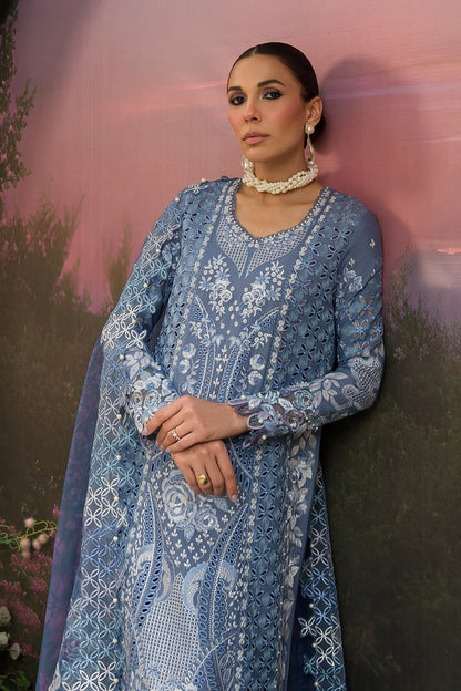 Afrozeh | The Painted Garden Lawn 24 | Indigo Ink - Designer Dress with Intricate embroidery and embellishments. Shop elegent wedding dress at Maria Faisal.